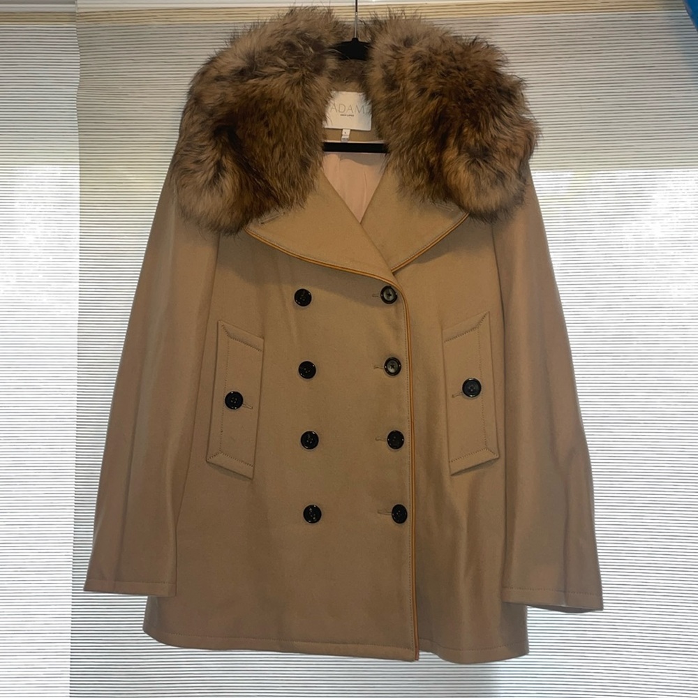 ADAM by Adam Lippes wool coat with detachable fur collar size L
